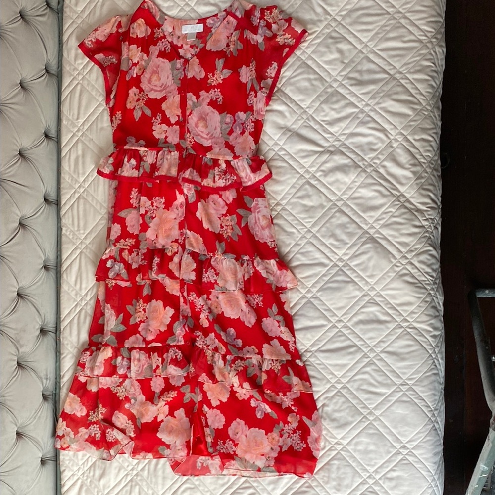 Rachel Parcell Red Chinoise Riviera Floral Dress